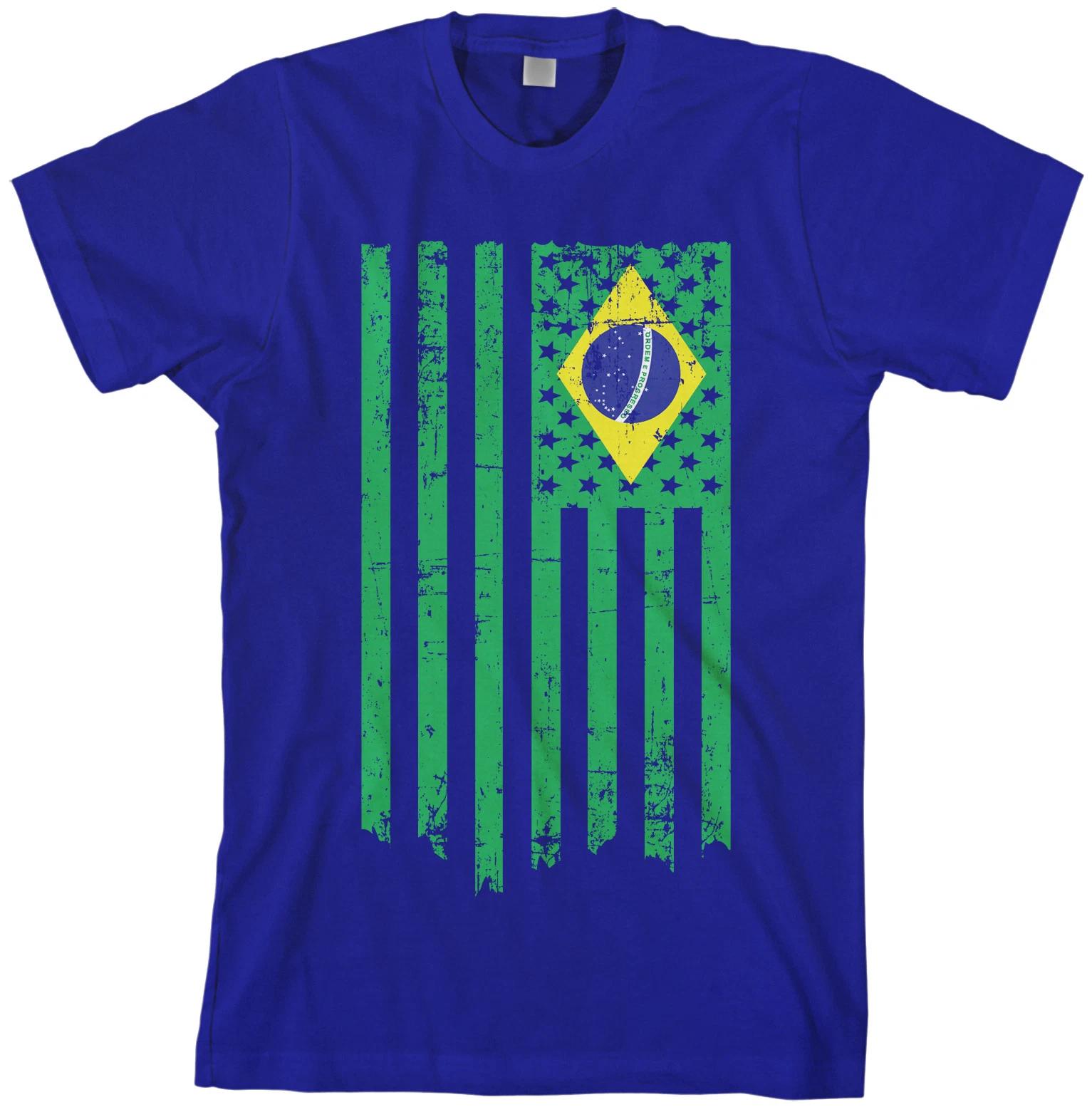 

Brazil American Flag Men s T shirt Brazilian US Pride M