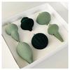 Velvet Christmas Ornaments Set Flocked Textured Baubles Teardrop and Finial Shapes Green Cream Hanging Tree Decorations Christmas Home Decoration