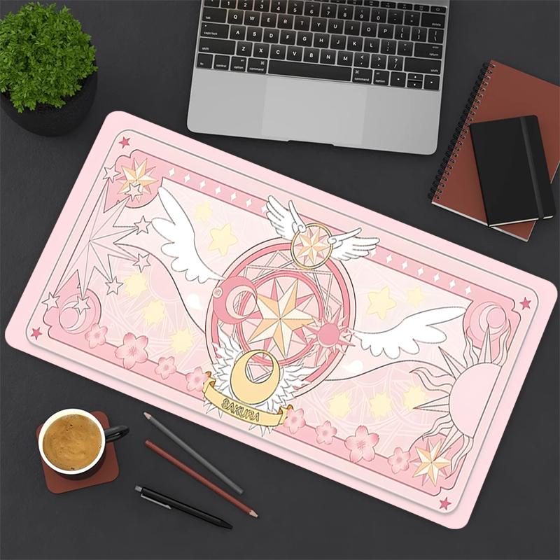 1Pc Magical Pink Card Gaming Mouse Pad Keyboard Desk Mat Non-slip Rubber Lock Edge Waterproof Computer Mousepad for Office Home Decor Y1388