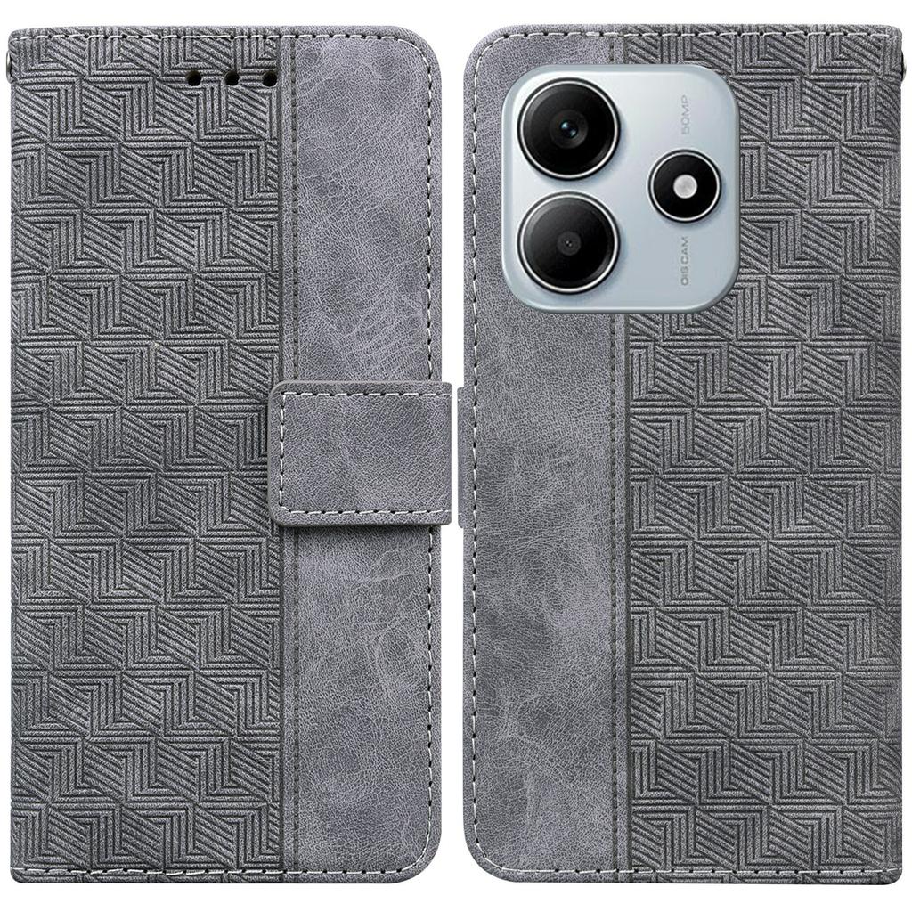 For Xiaomi Redmi Note 14 5G Case Geometry Pattern Leather Wallet Phone Cover with Wrist Strap
