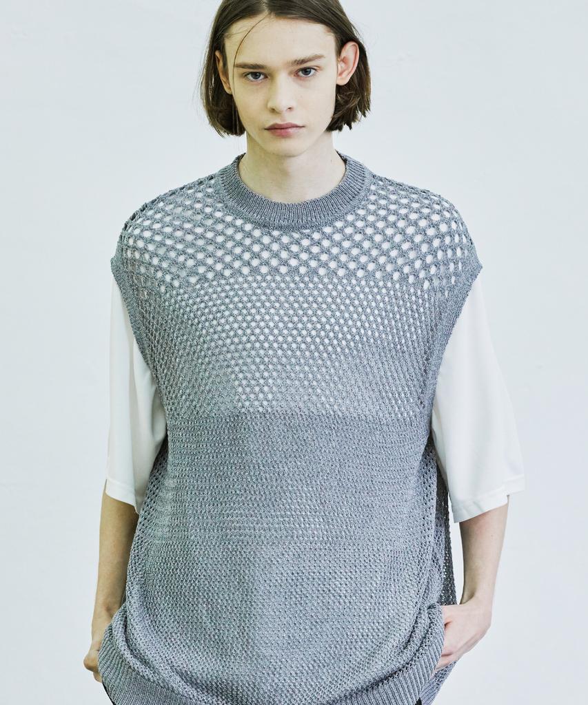 Ssy Gradient Punching Knit Vest Gray