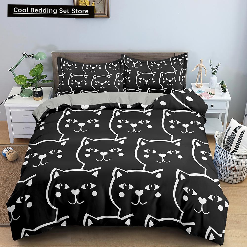 Comforter Cartoon Cat King Queen Colorful Lovely Animal Bedding Set Kids Pet Kitty Soft Polyester Comforter