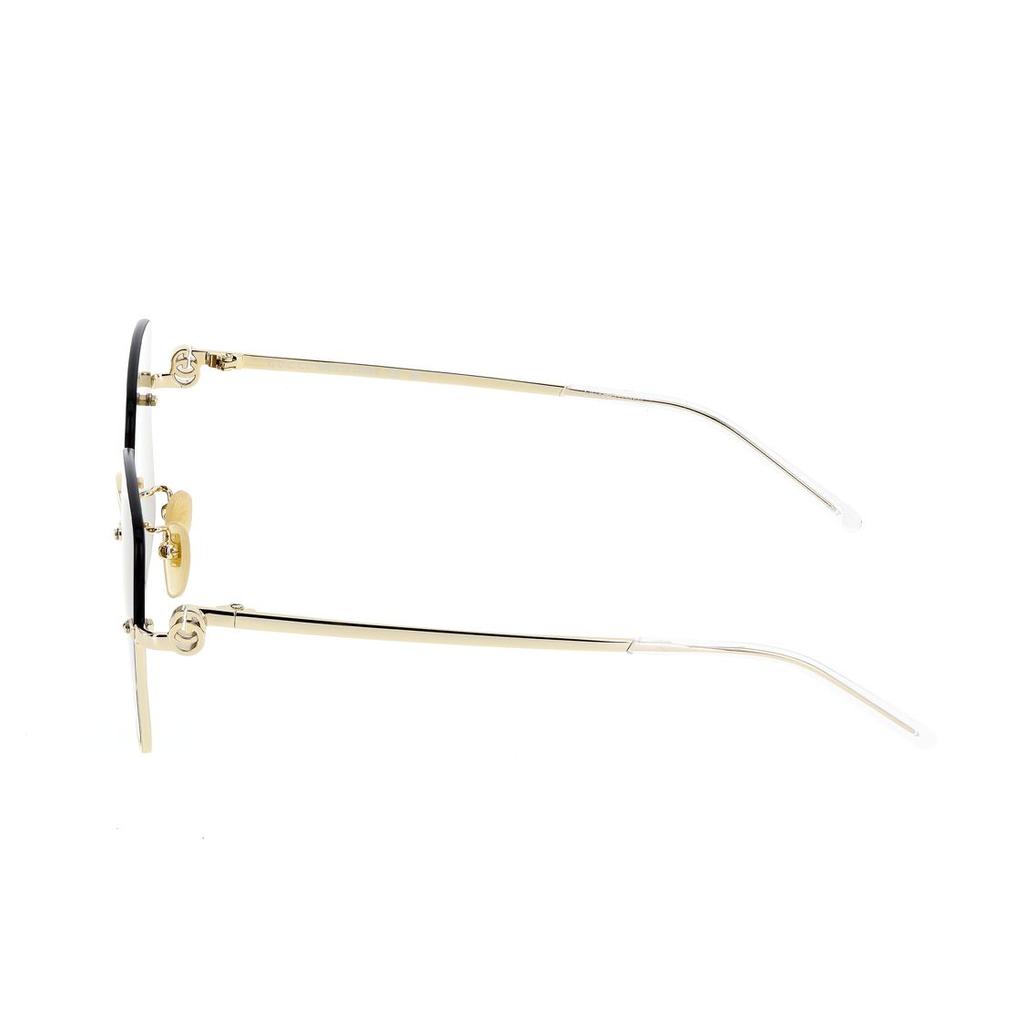 Gucci Spring Summer 2023 Half Frame Mirrored Letter Logo Decorated Sunglasses Women Sunglasses Gold GG1279S-002