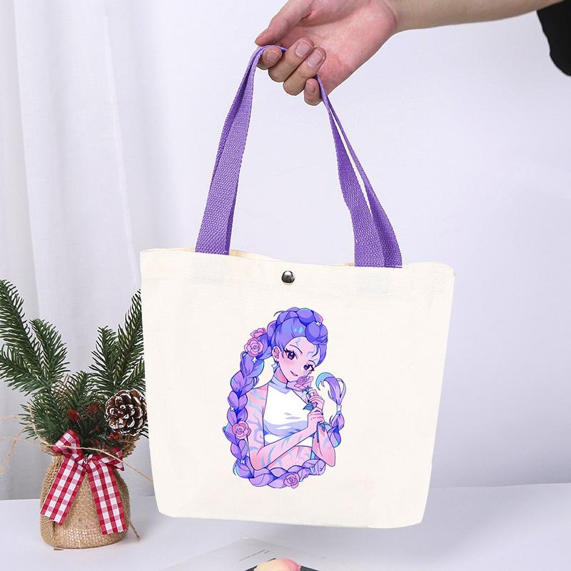 K-Pop Animation Cartoon Printing High Value Fashion Simple Canvas Bag Going Out Portable Shopping Bag Handbag