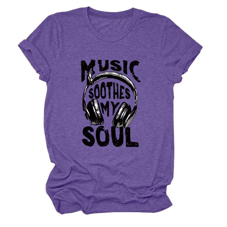 Personality trendy music soothes my ladies bottoming round neck short sleeve t-shirt