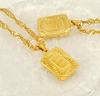 Men's 18K Gold Square Stainless Steel Alphabet Pendant Necklace
