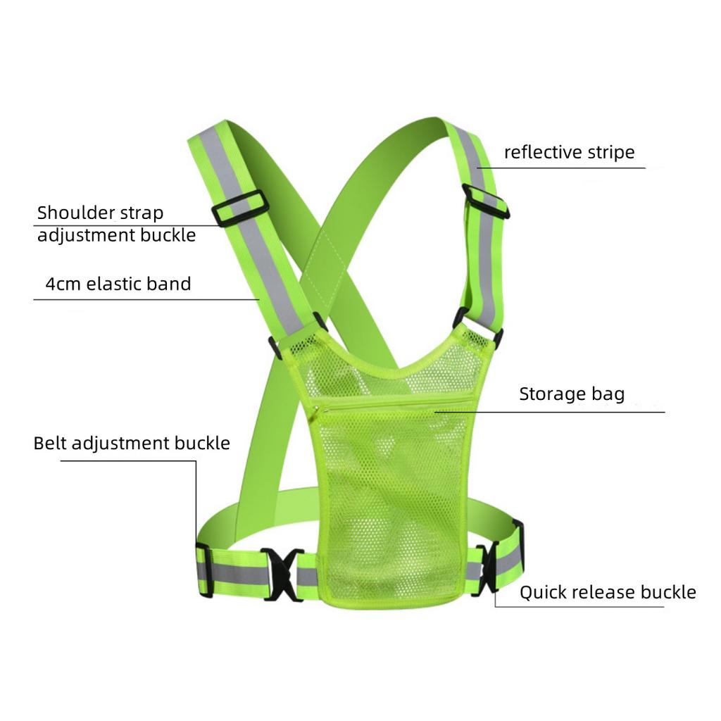 Adjustable Reflective Safety Vest High Visibility Safety Jacket with Strap for Night Work Running Bicycle