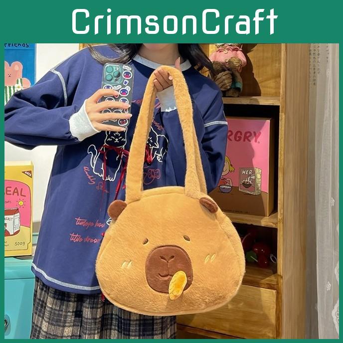 Cartoon Capybara Plush Backpack With Ample Storage For Students And Daily Use