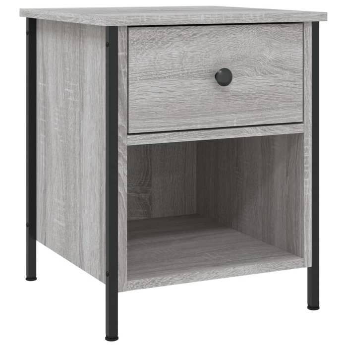 Table de chevet - Maison Exclusive - Sonoma gris - Bois d'ingénierie & cadre en fer - 40x42x50 cm