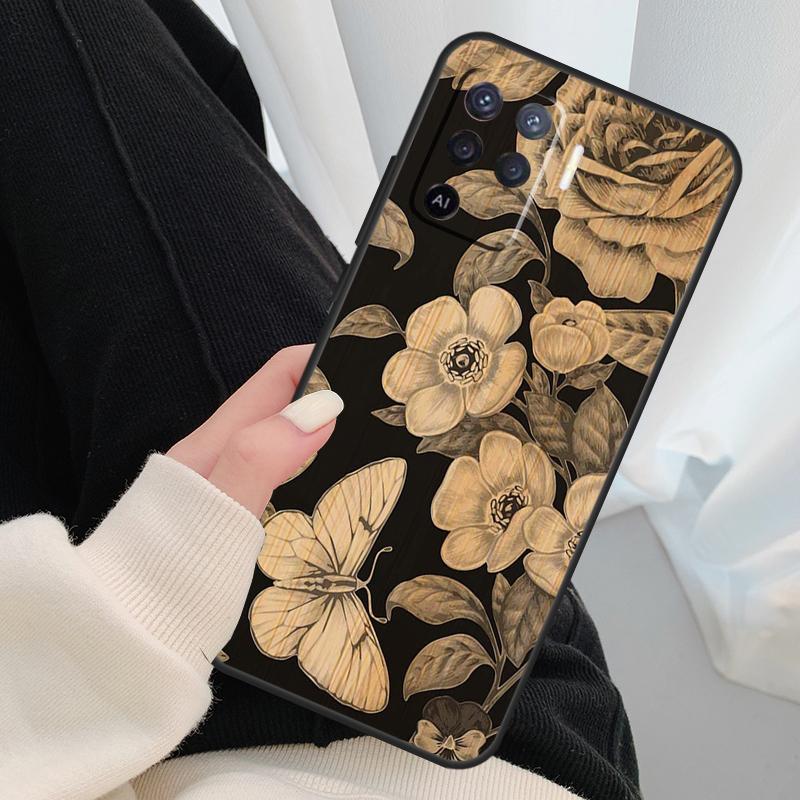 Tree Flower Bamboo Wood Case For Oppo A40 A60 A80 A5 Pro A15 A16 A17 A57 A77 A94 A74 A54 A76 A96 A18 A38 A58 A78 A98