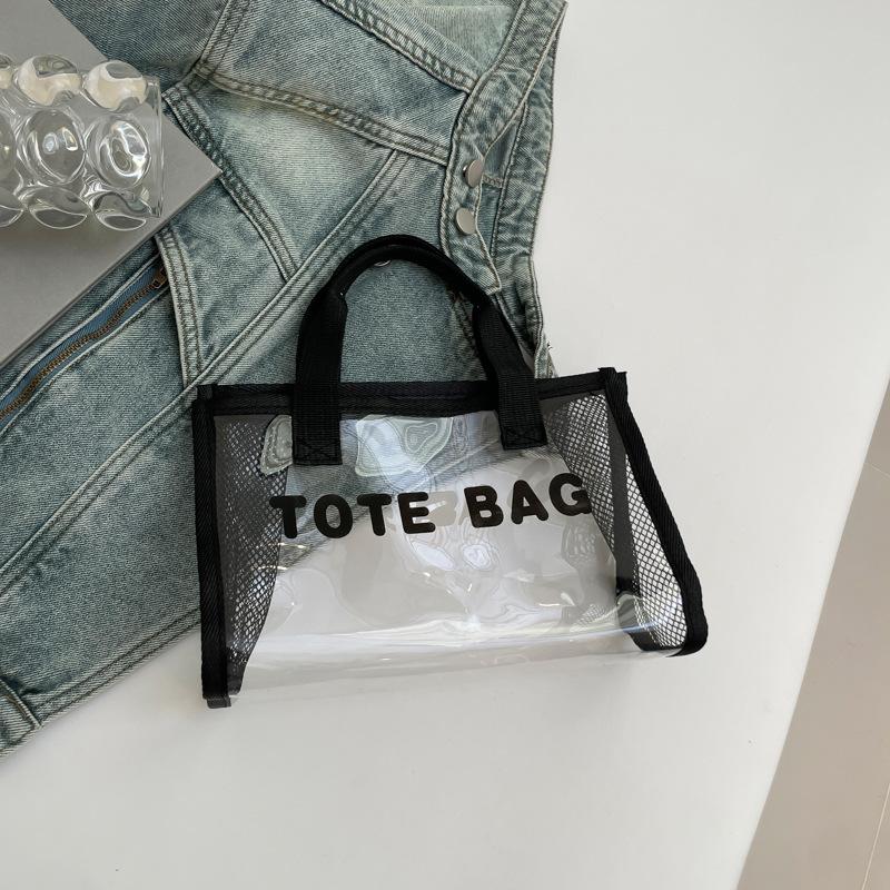 

Сетчатая сумка-тоут большой вместимости, модная для выхода в свет, для плавания, для покупок, для хранения, портативная, женская, весна и лето 2025, сумка-тоут чёрный