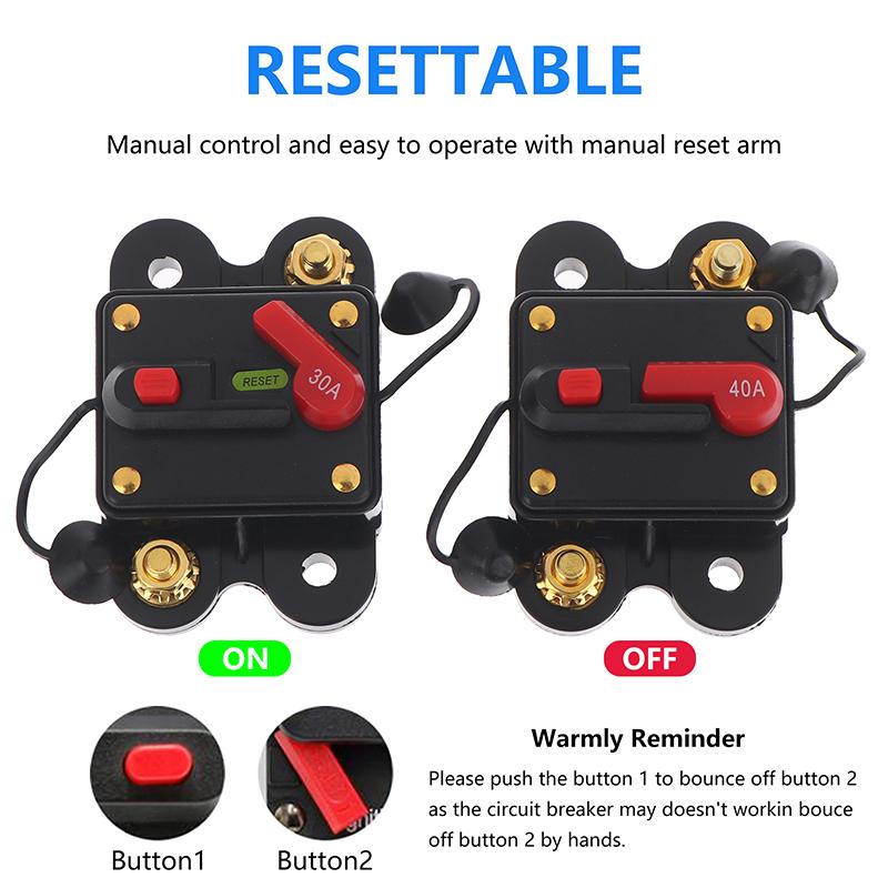 Wasserdichter Leistungsschalter Reset-Sicherung Wechselrichter DC12V 24V 30A 40A 50A 60A 80A 100A 150A 200A 250A 300A Haus-Solarsystem Teile