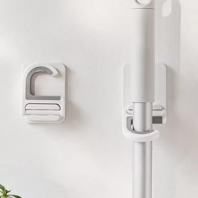 Wall Mount Broom Mop Clip Holder Self-adhesive Broom Brush Mop Hanger Organizer Rack Kitchen Bathroom Storage Multi-Purpose Hook
