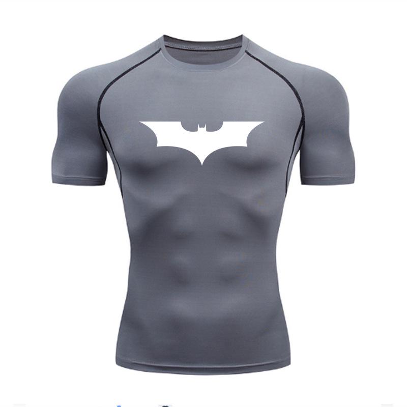Men's Batman Compression Short Sleeve Sports T-Shirt for Running, Basketball, or Football - Quick Dry, Tight Fit, Round Neck.