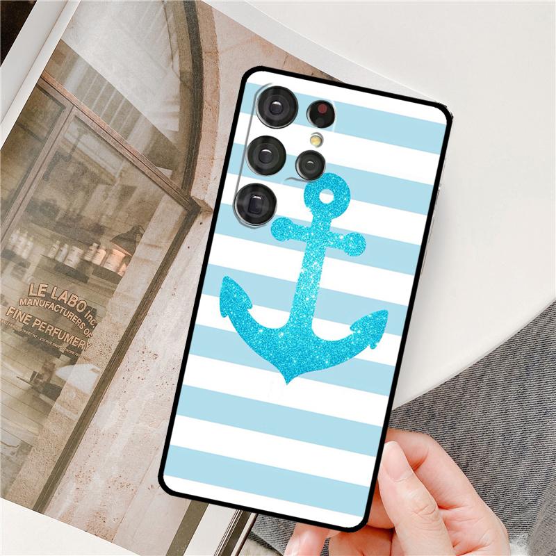 Stripes Anchor Boat Ship Phone Case For Samsung Galaxy S24 Ultra S9 S10 S20 S21 S22 S23 Plus S24 FE S25 Ultra Cover