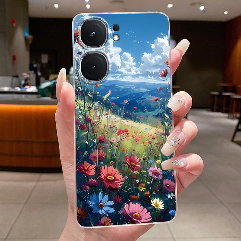 Bumper TPU Clear Casing For Vivo iQOO Neo9 5G/Neo9 Pro/Neo9S Pro/Neo9S Pro Plus Viral Black Rose Red Rose Shockproof Soft Cover