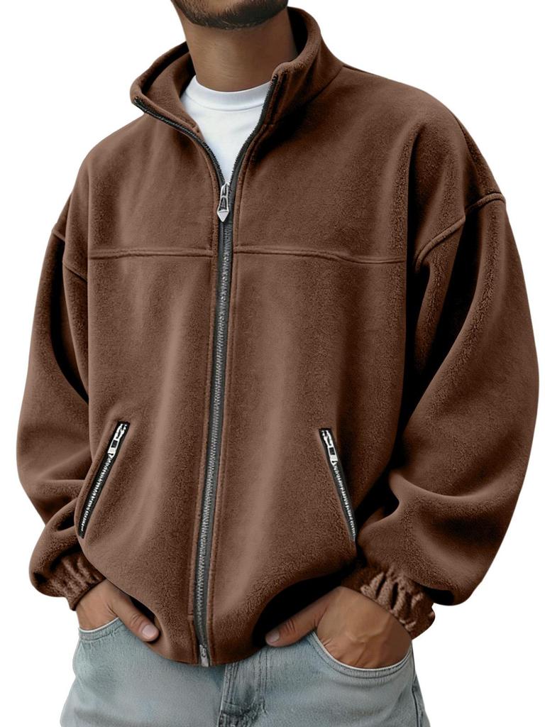 Men's American Style Stand Collar Zip-Up Cardigan Hoodie - Autumn/Winter 2026 Collection