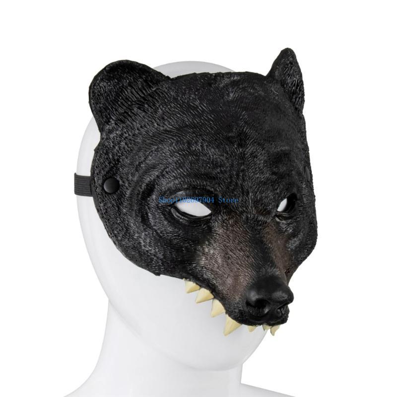 N7YF Realistic Bear Cosplay Mask Masquerades Accessory Animal Head Half Face Mask for Carnivals and Theme Parties Costume