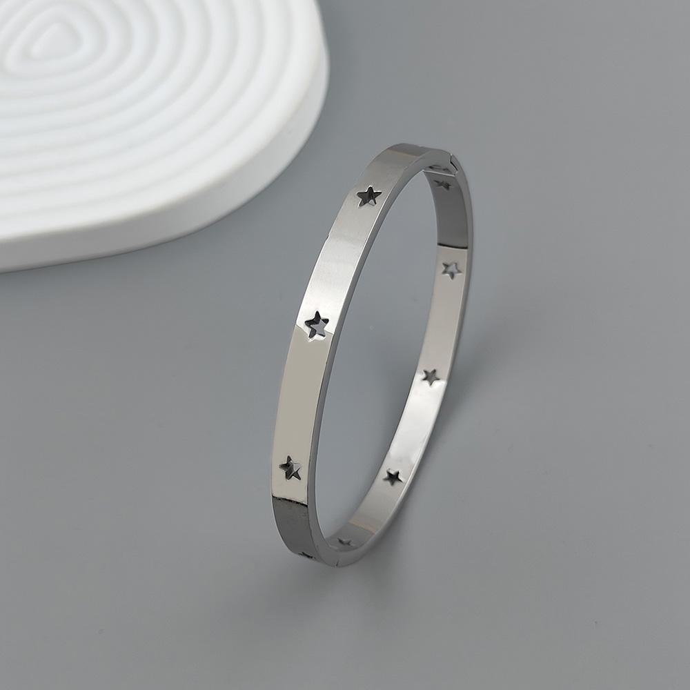 

New Five-pointed Star Stainless Steel Gold-plated Women s Bracelet, High-quality Waterproof Metal Bracelet, Party Jewelry серебряный