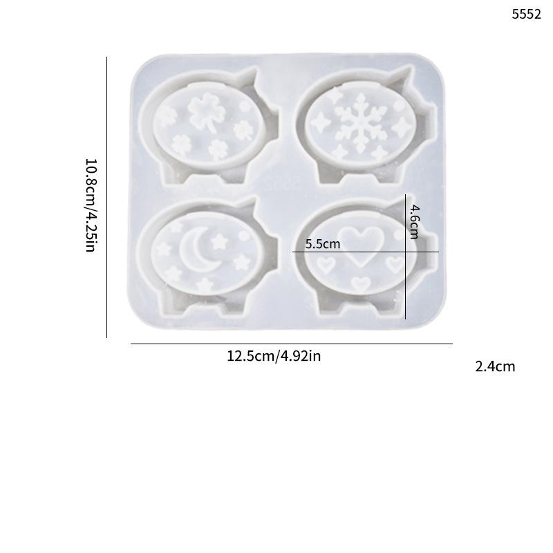 Easter 4-Piece Hollow Pig Mold Set: Hollow Four-Leaf Clover, Heart, Moon, And Pig Tea Light Silicone Molds