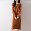 Women Sweater Dress 100% Wool MODERN NEW SAGA O-neck Knit Long Pullover Winter Jumpers Wool Long Dress Female