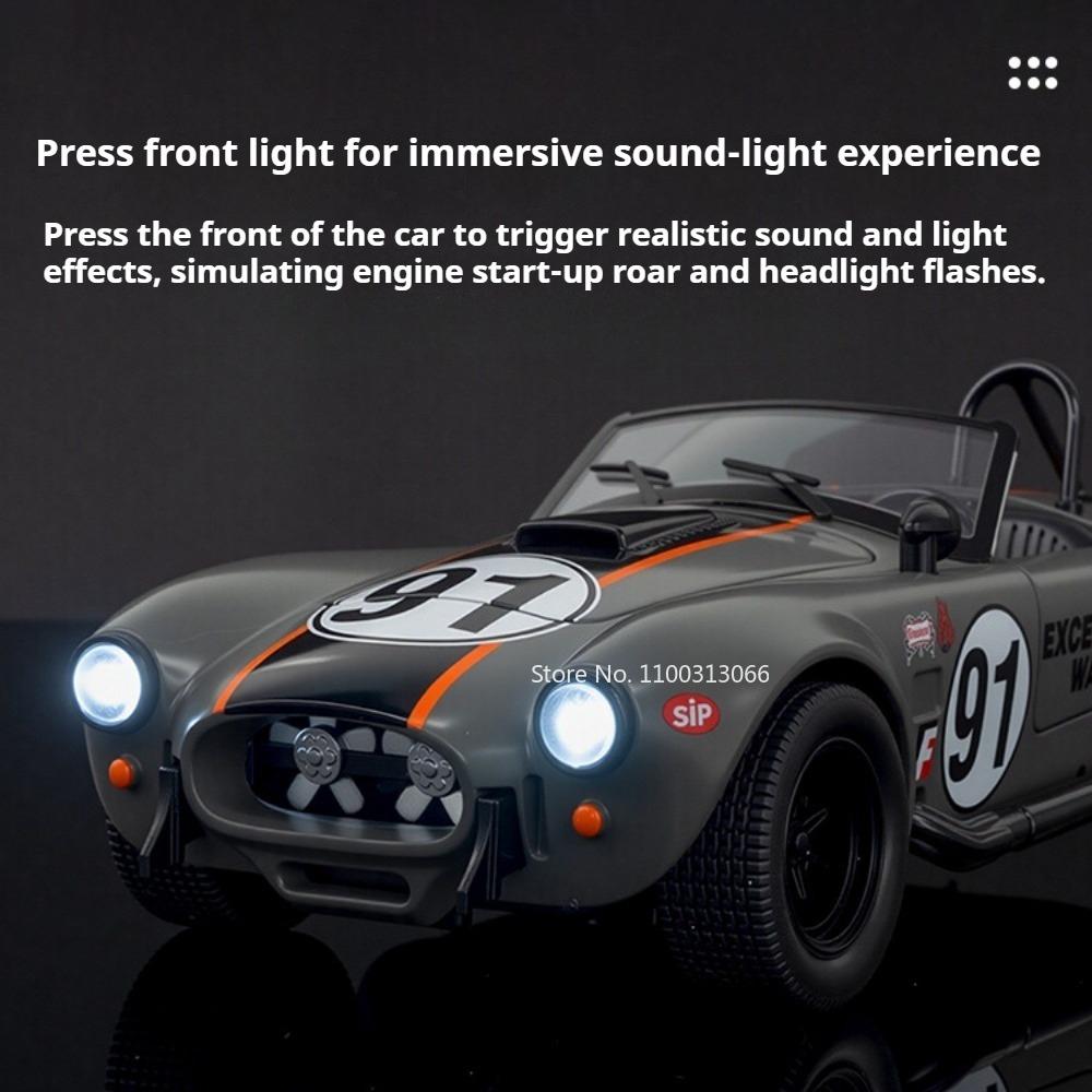 1:22 Cobra Alloy Car Diecast Miniature Toys Model Doors Opened Sound Light Pull Back Front Wheel Steering Vehices Gifts for Boys