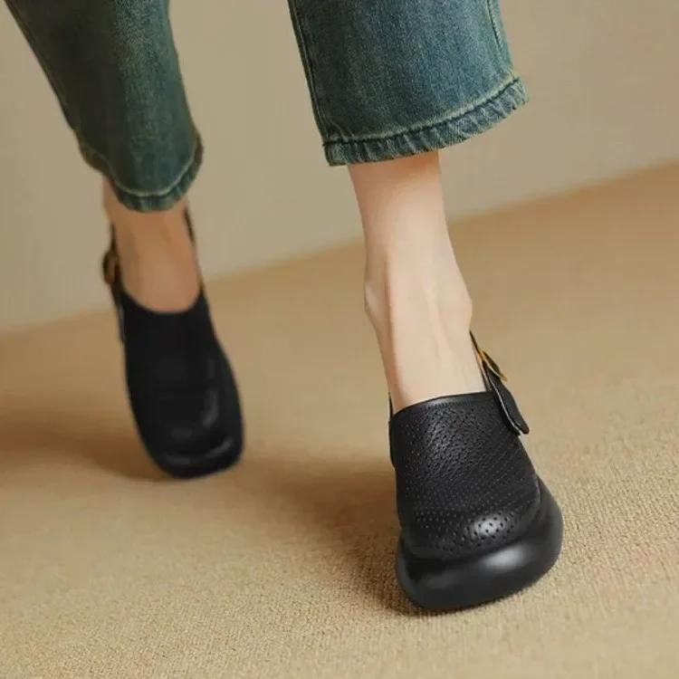 Fashion Mesh Women High Heels Sandals Platform Shoes Mules Slingback Slippers Retro Dress Fashion Chunky Pumps Famous Brand