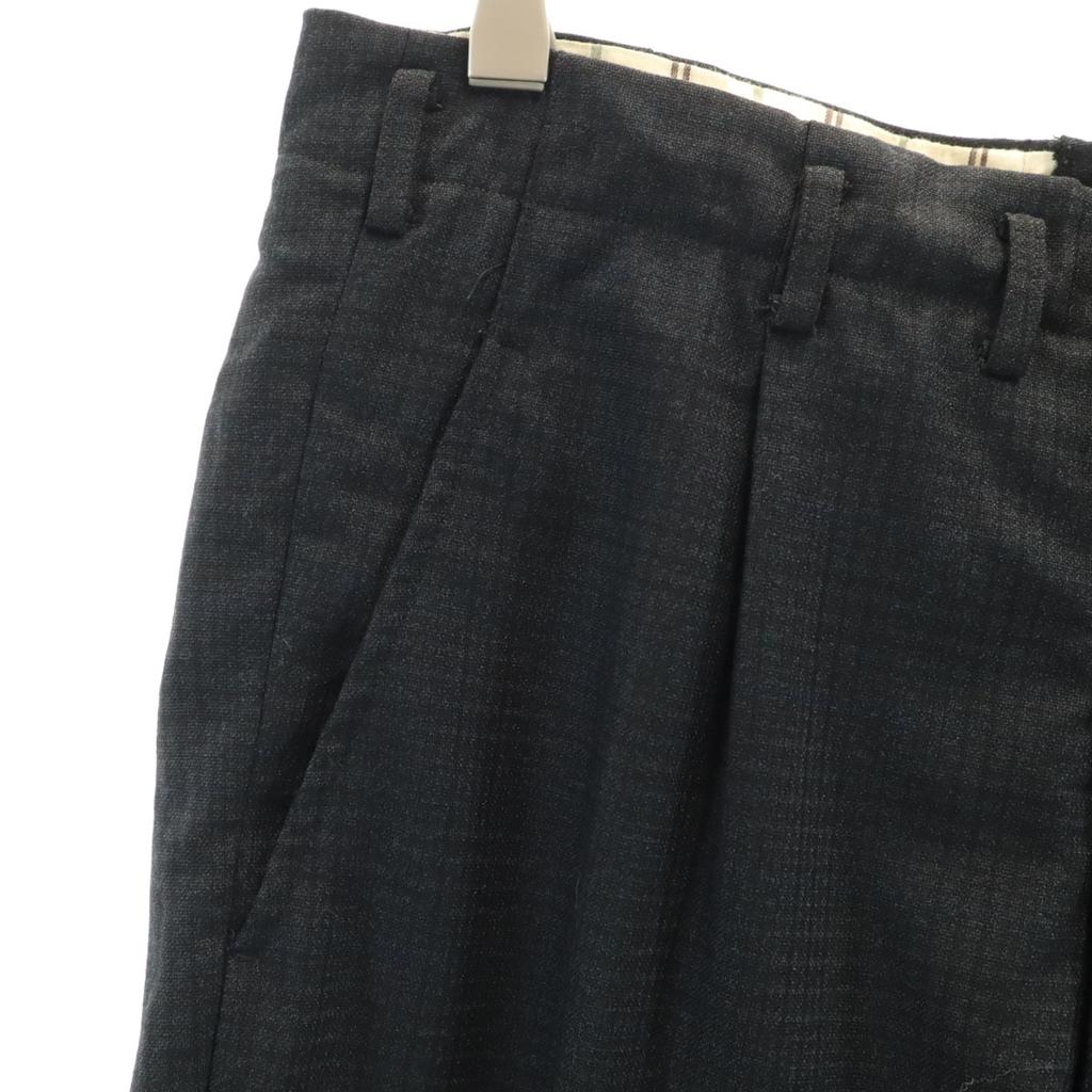 70s Vintage Glen Check Pattern Tack Slacks Pants Dark Gray Men's Used