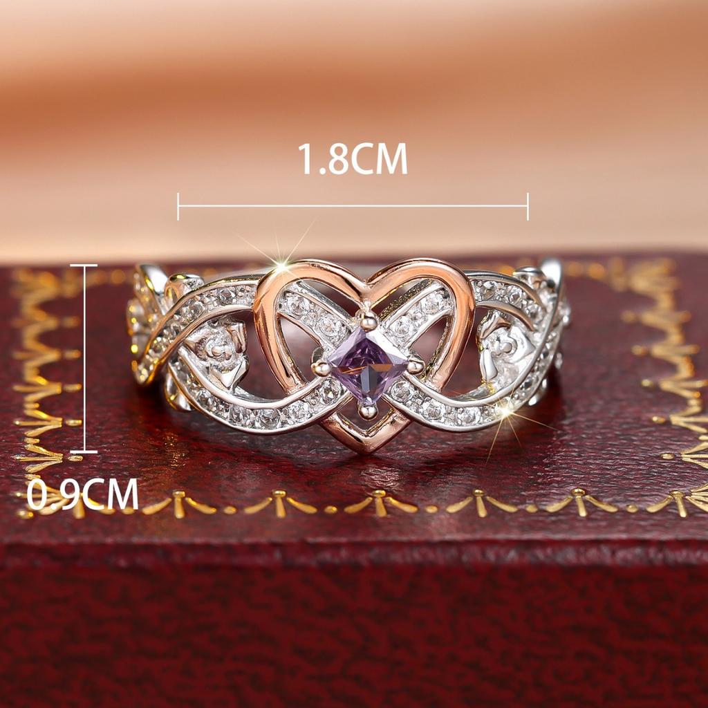 S Sterling Silver Sterling Silver White Diamond Rose Gold Love Ring Full Body Silver Ring Hot Selling Wedding Ring