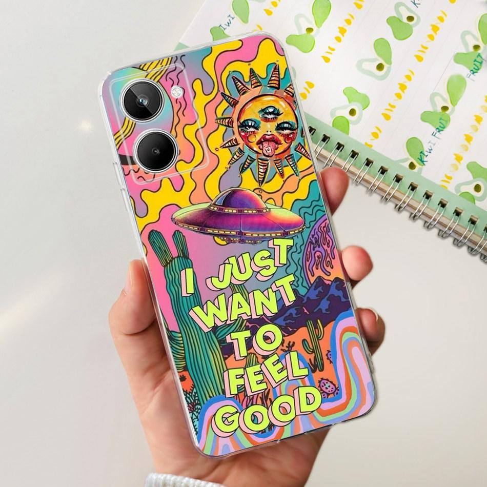 Cute Flower Cat Painted Case For Realme 10 / Realme 10 Pro / Realme 10 Pro+ Soft Silicone TPU Cover For Realme10 4G 10Pro Plus