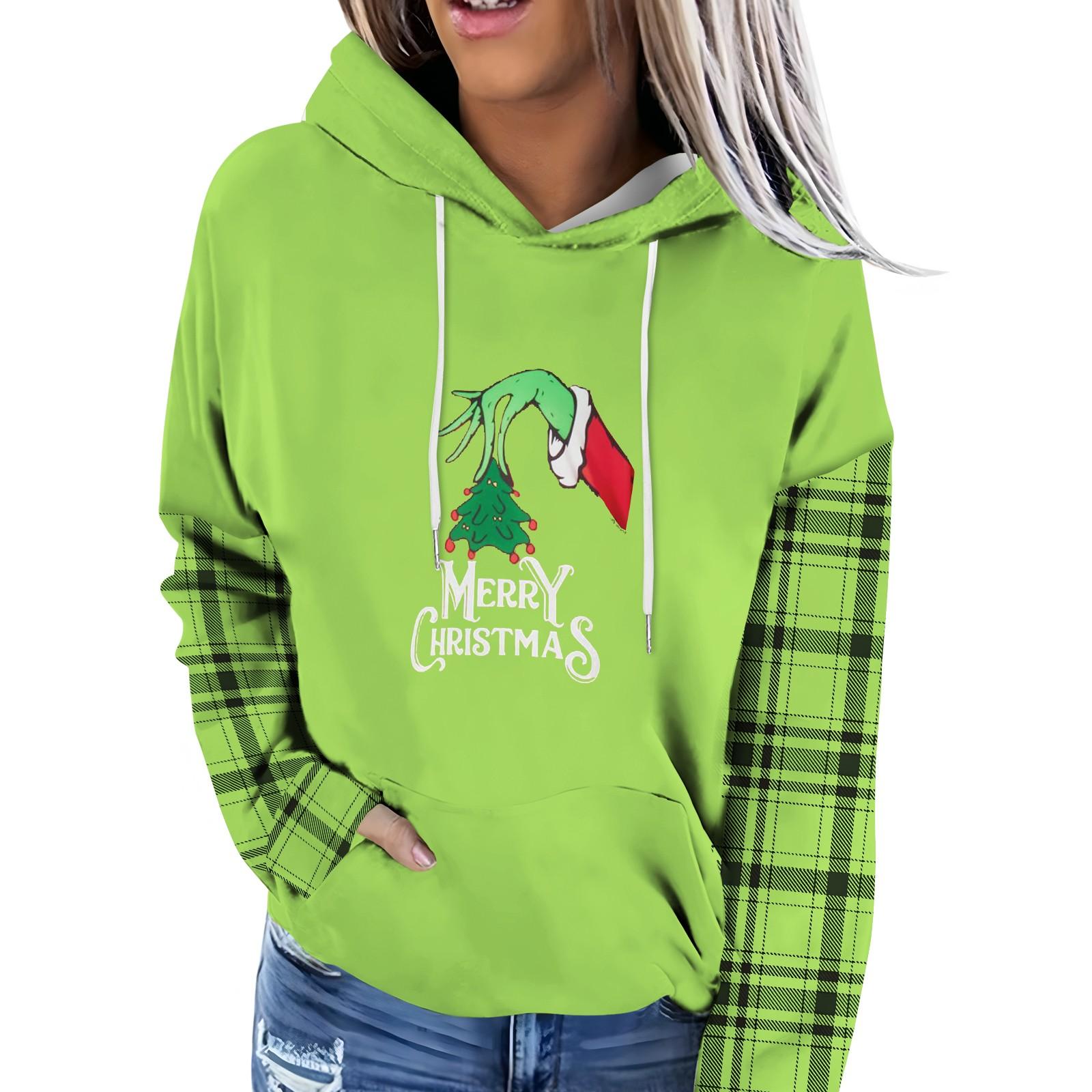 

Женская модная повседневная толстовка с капюшоном и принтом Greentown с длинными рукавами S зелёный