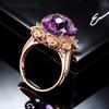 Purple Amethyst Colorful Gemstone Ring 14k Rose Gold Plated Hollow Out Engagement Ring for Women