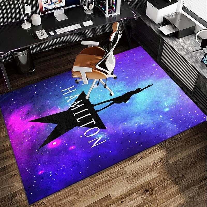 Star Hamilton Art Office Rug Chair Mat, Game Carpet, Suitable for Front Door, Bedroom, Living Room, Desk, Holiday Gift