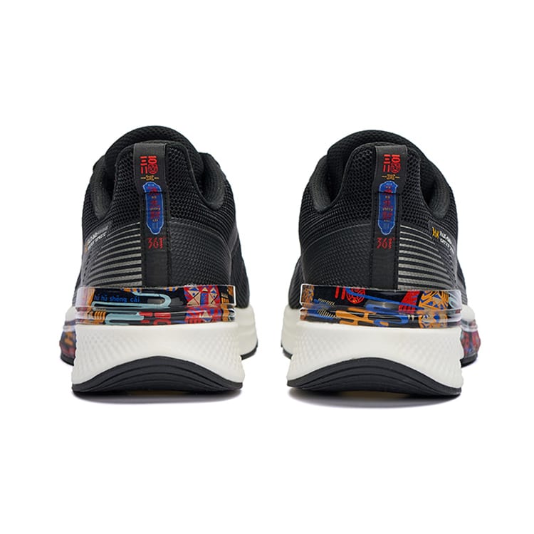 361 Yu Yi Soft Sole Rebound Abrasion Resistant Slip Resistant Low top Running Shoes Men's Black Yellow 672212218