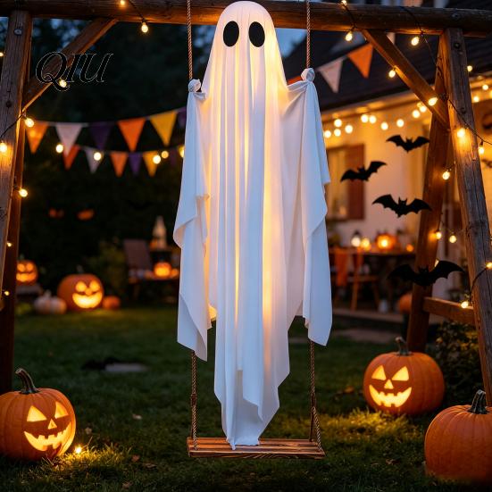Patio Tree Decorations Halloween Hanging Swing Ghost Decoration, Light Up Large Spooky Creepy Outdoor Figures On A for Outside Garden Yard Porch Decor