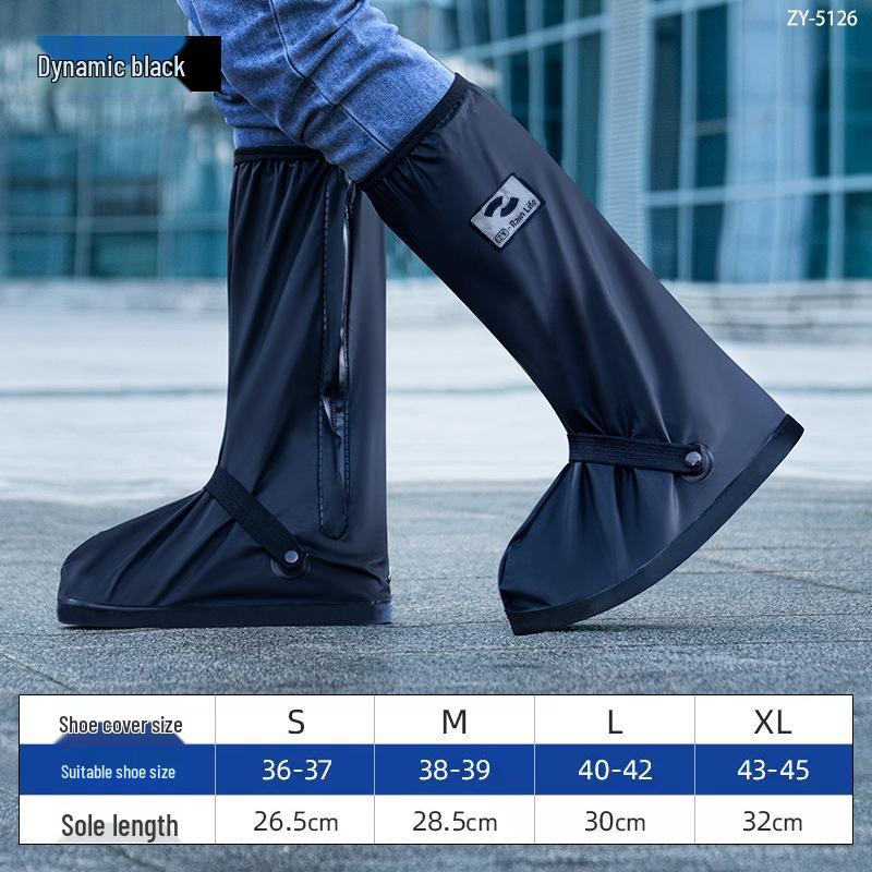 Waterproof Wear-Resistant High-Top Cycling Rain Boot Covers, Sandproof PVC, Unisex Disposable Protection for Students