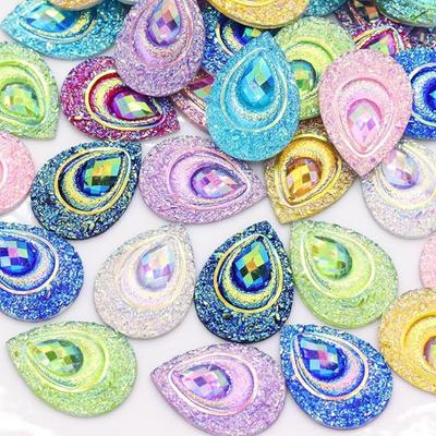 100 Pezzi Resina Colorata Goccia Occhio di Pavone Strass Flatback, MM Goccia d'Acqua Resina Flatback, per Borse, Vestiti, Scarpe, Matrimonio Fai da Te Artigianato Decorativo