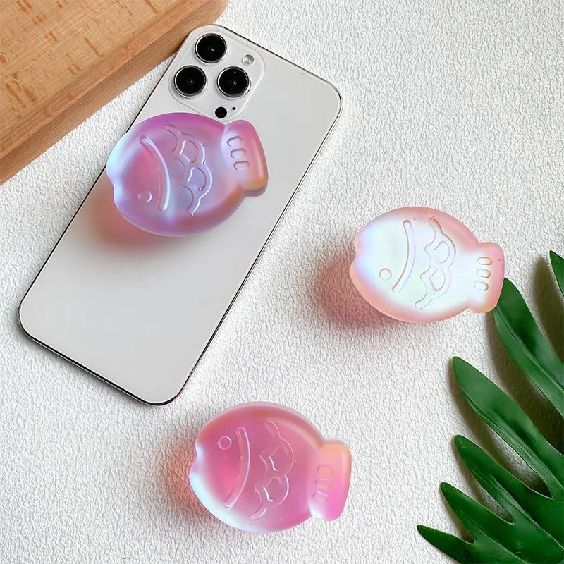 Korean 3D Cute Laser Crystal Color Fish Phone Grip Tok Griptok Phone Holder for IPhone 15 14 13 Phone Pro Max Stand Holder