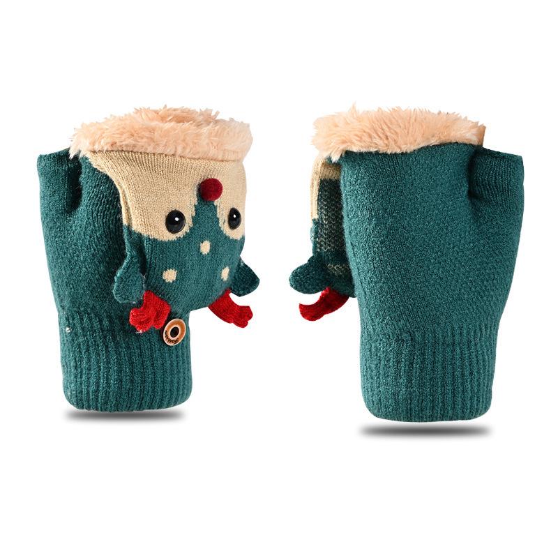 Korean-Style Cute Cartoon Fawn Flip Gloves for Students – Warm, Cold-Proof Gloves for Autumn and Winter Riding & Writing