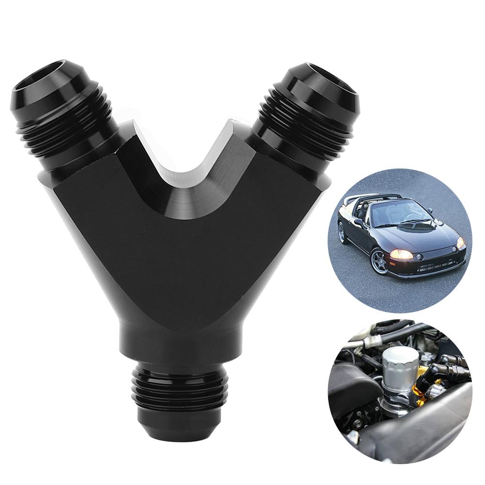 Aluminum Alloy 3Way Fitting Adapter Y Type AN10 10AN Male to 2X AN10 10AN Male Black
