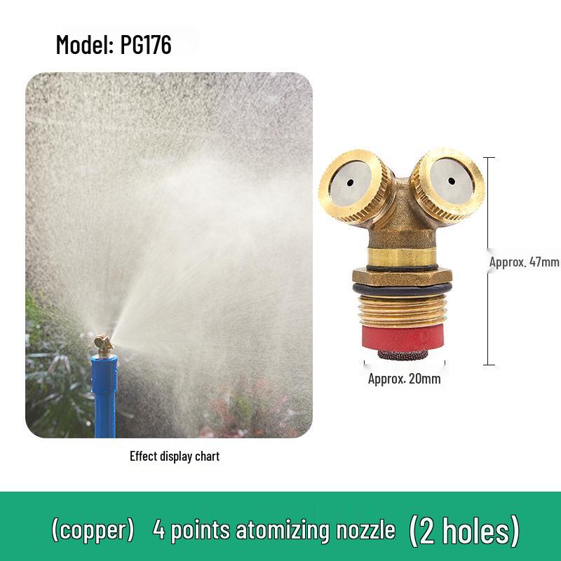 Adjustable 2-Hole Copper Spray Nozzle for Dust Control and Garden Cooling