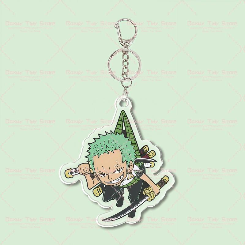 One Piece Chibi Acrylic Keychain Set Luffy Zoro Katakuri Double Sided HD Print Anti-Scratch Key Ring Backpack Pendant Anime Fan