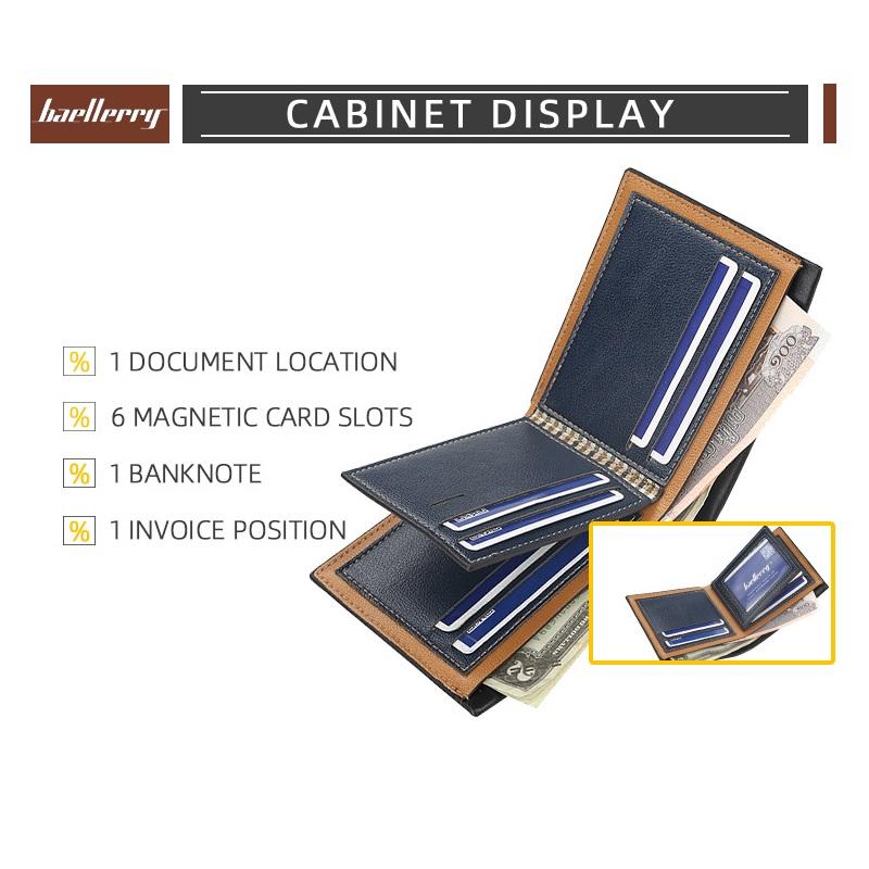 Baellerry Vintage Men Wallets Business Design Classic Short Bifold Wallet Fashion Card Holder Purse