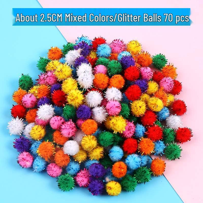 Mixed Color Fluffy Pom Poms: High Elasticity Handmade Plush Balls for DIY Decorative Accessories