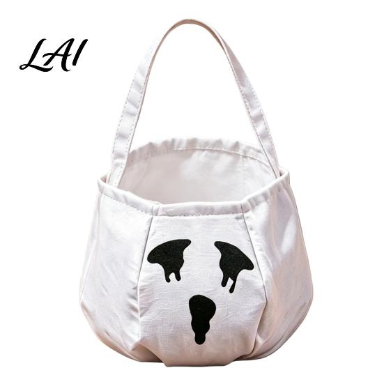 Sturdy Fabric Candy Buckets Halloween Trick or Treat Bag Funny Ghost Expressions Non-woven Handbag Accessories Lightweight for Kids Party Favors And
