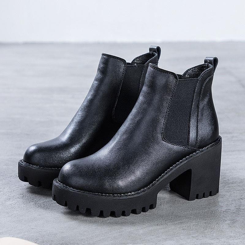 2025 autumn and winter new British style platform high-heeled Martin boots women's fashion versatile, comfortable and thin thick-heeled women's boots