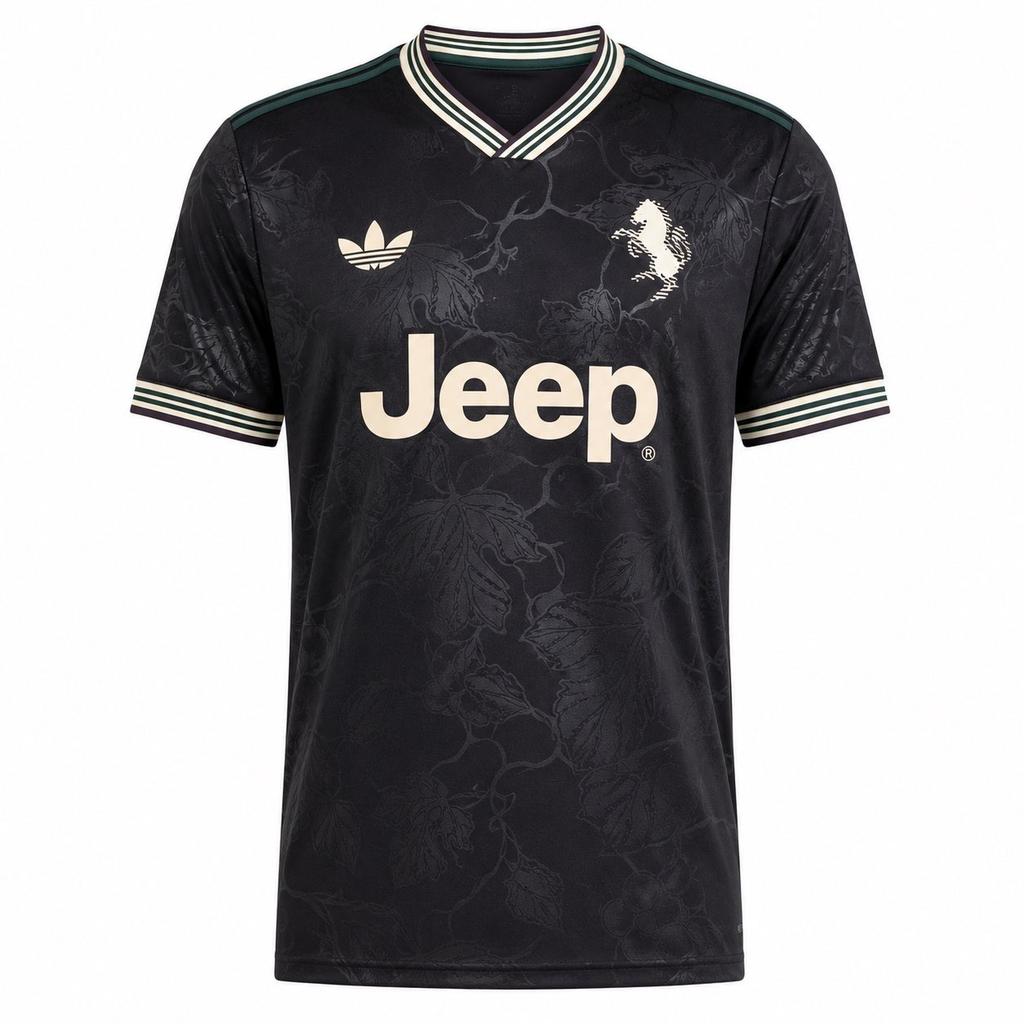 adidas Originals X Juventus Collaborazione Autunno/Inverno 25 25/26 Terza Maglia da Calcio Autentica Versione Giocatore Vestibilità Slim Scollo a V Manica Corta a Strisce KC3487