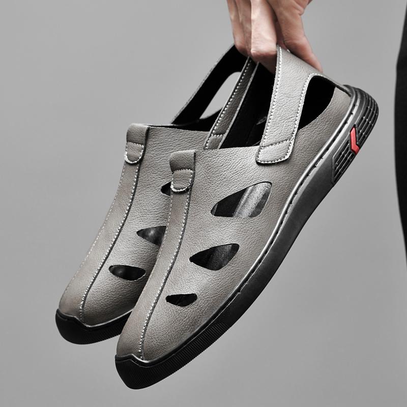 Summer Genuine Leather Men Sandals Fashion Newest Roman Sandals Handmade Men Casual Shoes Breathable Loafers Men'S Beach Sandals