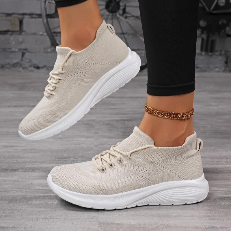 Breathable Mesh Women Sports Shoes Lightweight Socks Sneakers Ladies Soft Anti-slip Sole Casual Trainers for Walking Running