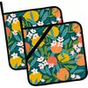Vintage Floral Pot Holders Set of 2,Kitchen Heat Resistant Potholder for BBQ Cooking Baking,Food Hot Pad for Women Men